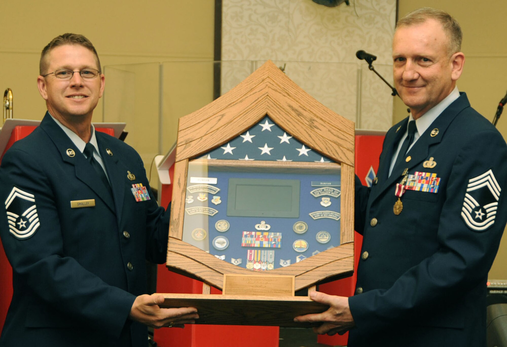 CMSgt Runyan with SMSgt Dan Smalley