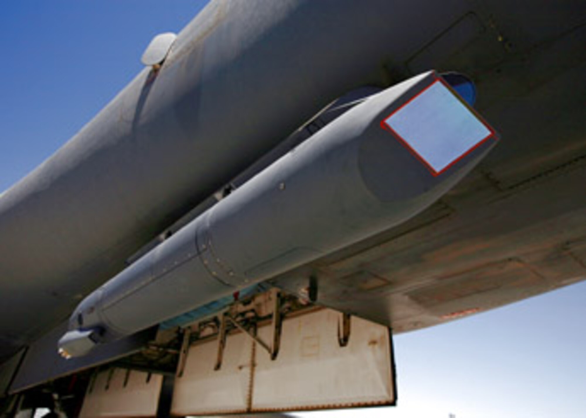 The Oklahoma City Air Logistics Center plays a part in fielding a sniper pod on a B-1, ca Sept 2008