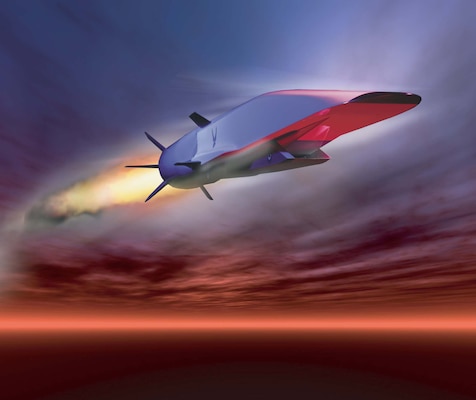 X-51A Waverider, powered by Pratt Whitney Rocketdyne SJY61 scramjet engine, prepares for hypersonic flight by riding its own shockwave, accelerating to nearly Mach 6 (U.S. Air Force graphic)