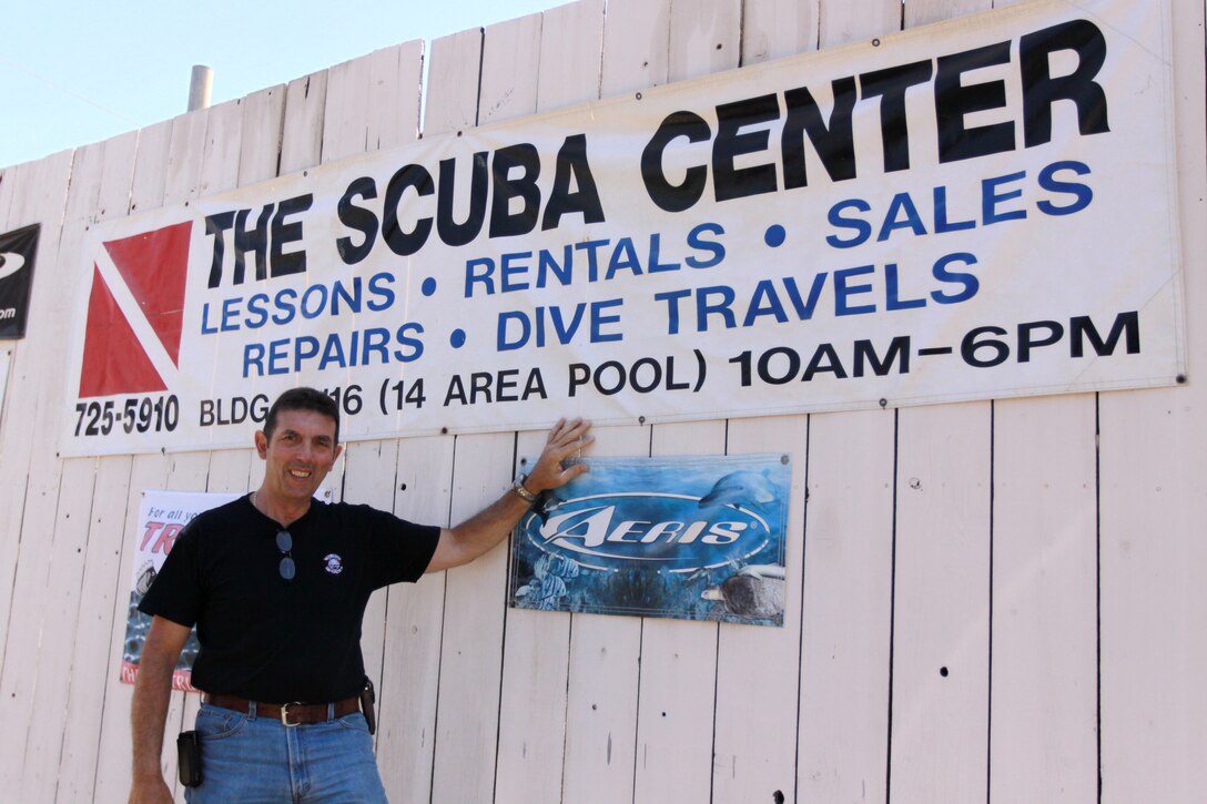 Ray Simon, owner, The Scuba Center, Camp Pendleton, offers scuba diving lessons for base occupants, novice to expert divers, and even children. The center is located at the 14 Area pool, building 14116, and also offers gear rental and purchases, repairs, and information on scuba diving excursions.