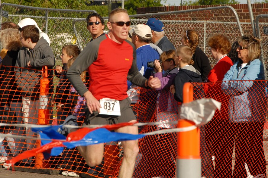 Many of the runners from the 184th Intelligence Wing completed their first-ever 10K race. TSgt Mark Wall took third place in his age group on May 8, 2010.
