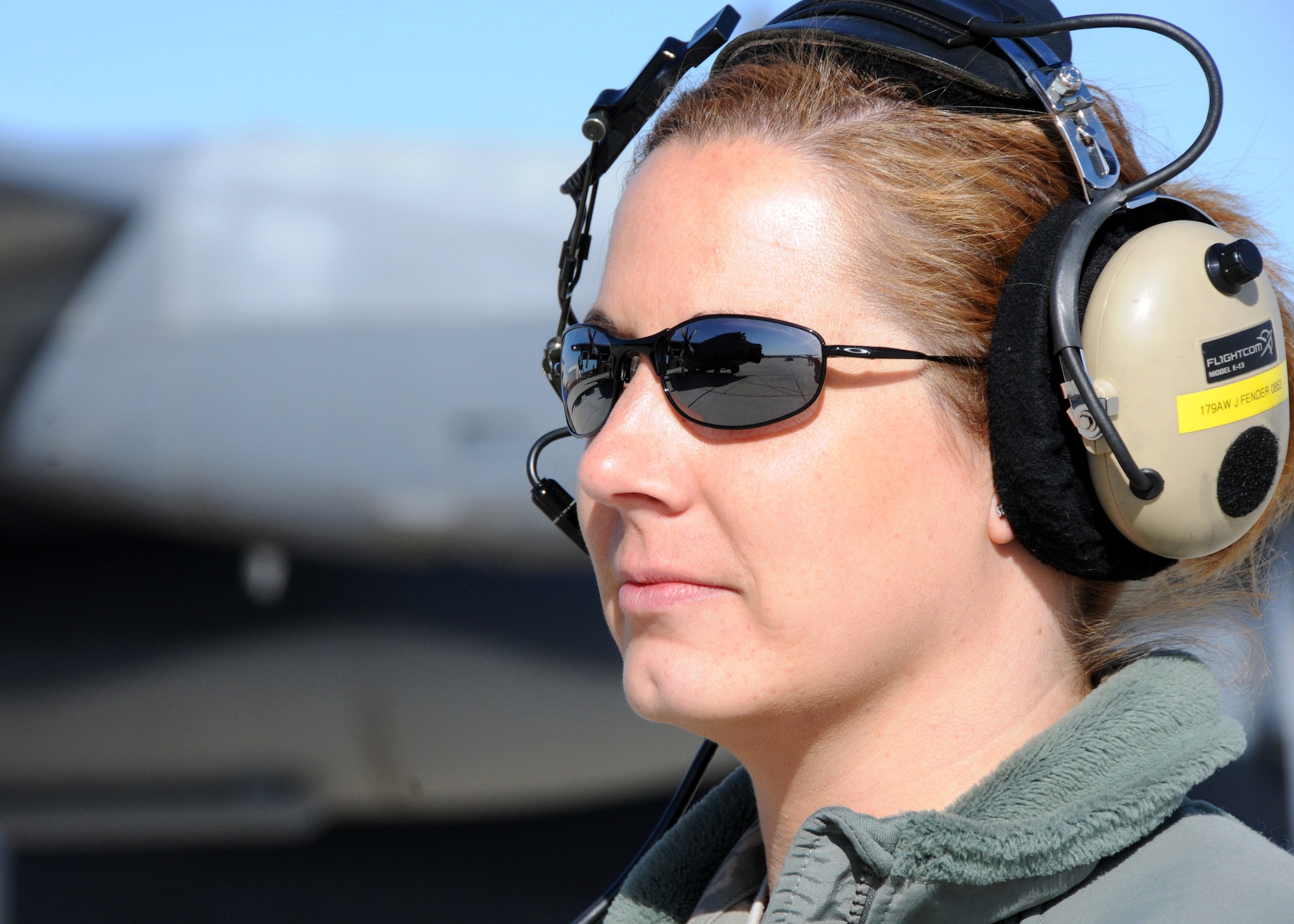 Staff Sgt. Jennifer Fender, 179th Maintenance Group, watches MC-130E Combat Talon #567 prior to its final flight May 7 from Gowen Field, Idaho.  919th Special Operations Wing maintainers, along with the 179th were sent to Boise, Idaho, to prepare four Talons to take off for one more mission – a flight into retirement and decommissioning.  Three of the Talons flew to Davis-Monthan Air Force Base, Ariz.  The other went to Hurlburt Field, Fla., to be placed in the Air Force Special Operations Command airpark.  (U.S. Air Force photo/Tech. Sgt. Samuel King Jr.)