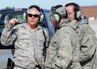 Chief Master Sgt. Ken Potter explains the next project to other 919th Special Operations Wing maintainers at Gowen Field, Idaho.  919th Special Operations Wing maintainers from Duke Field, Fla., were sent to Boise, Idaho, to prepare four Talons to take off for one more mission – a flight into retirement and decommissioning.  Three of the Talons flew to Davis-Monthan Air Force Base, Ariz.  The other went to Hurlburt Field, Fla., to be placed in the Air Force Special Operations Command airpark.  (U.S. Air Force photo/Tech. Sgt. Samuel King Jr.) 