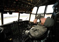 Master Sgt. Kris Wolf, 179th Maintenance Group, checks the gauges inside a MC-130E Combat Talon May 6 at Gowen Field, Idaho.  919th, along with the 179th were sent to Boise, Idaho, to prepare four Talons to take off for one more mission – a flight into retirement and decommissioning.  Three of the Talons flew to Davis-Monthan Air Force Base, Ariz.  The other went to Hurlburt Field, Fla., to be placed in the Air Force Special Operations Command airpark.  (U.S. Air Force photo/Tech. Sgt. Samuel King Jr.)  