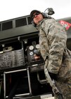 Tech. Sgt. Jay Stillwell, 124th Fighter Wing, refuels a MC-130E Combat Talon destined for its final flight May 6 at Gowen Field, Idaho.  919th Special Operations Wing maintainers, along with the 179th were sent to Boise, Idaho, to prepare four Talons to take off for one more mission – a flight into retirement and decommissioning.  Three of the Talons flew to Davis-Monthan Air Force Base, Ariz.  The other went to Hurlburt Field, Fla., to be placed in the Air Force Special Operations Command airpark.  (U.S. Air Force photo/Tech. Sgt. Samuel King Jr.)  