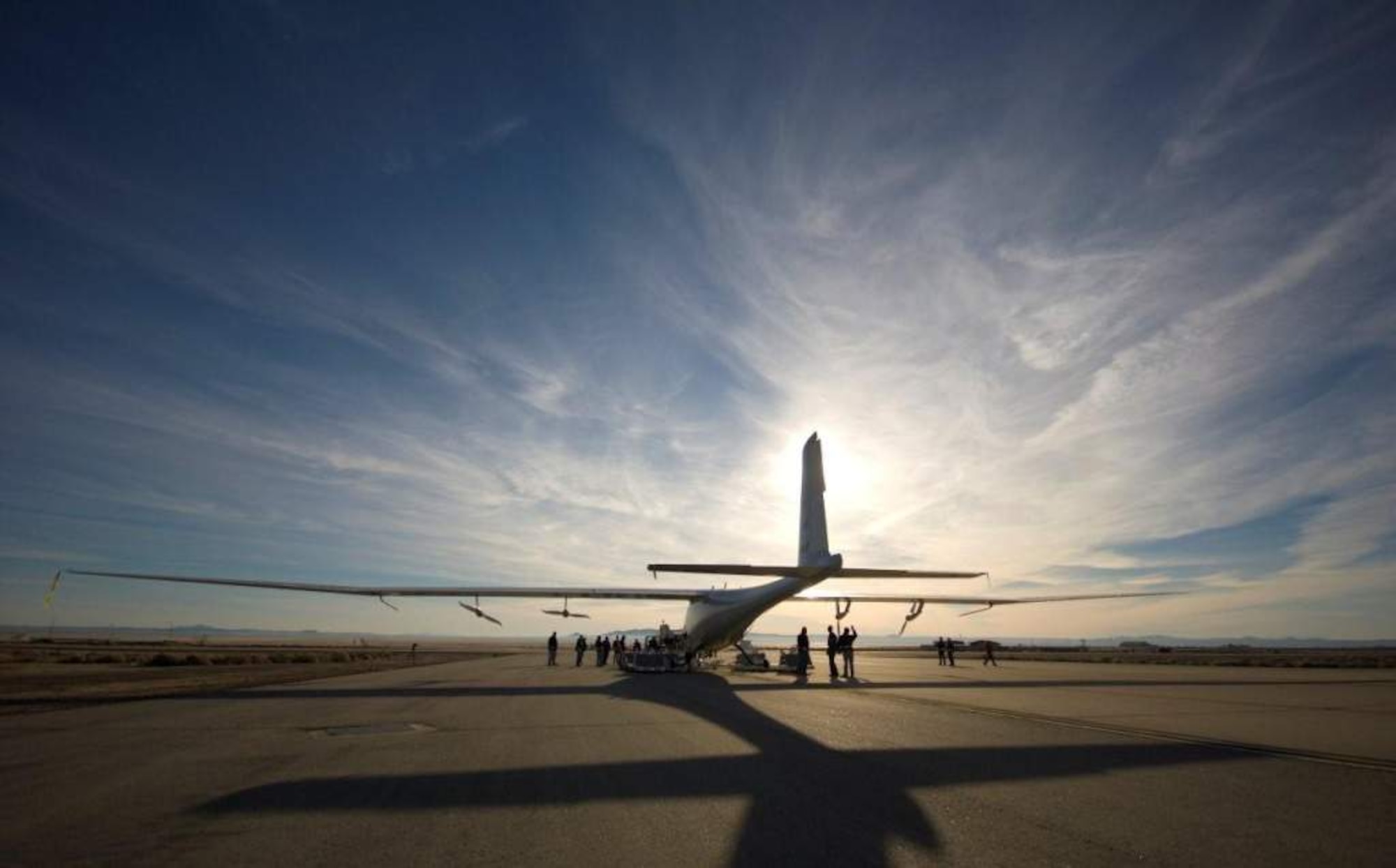 AeroVironment's Global Observer unmanned aircraft system, has successfully completed ground tests at Edwards Air Force Base and is proceeding toward flight testing.  Developed to loiter over any spot on the globe at an altitude of between 55,000 and 65,000 feet, Global Observer will watch, listen and relay communications signals flexibly, affordably and without interruption. (AeroVironment photo)