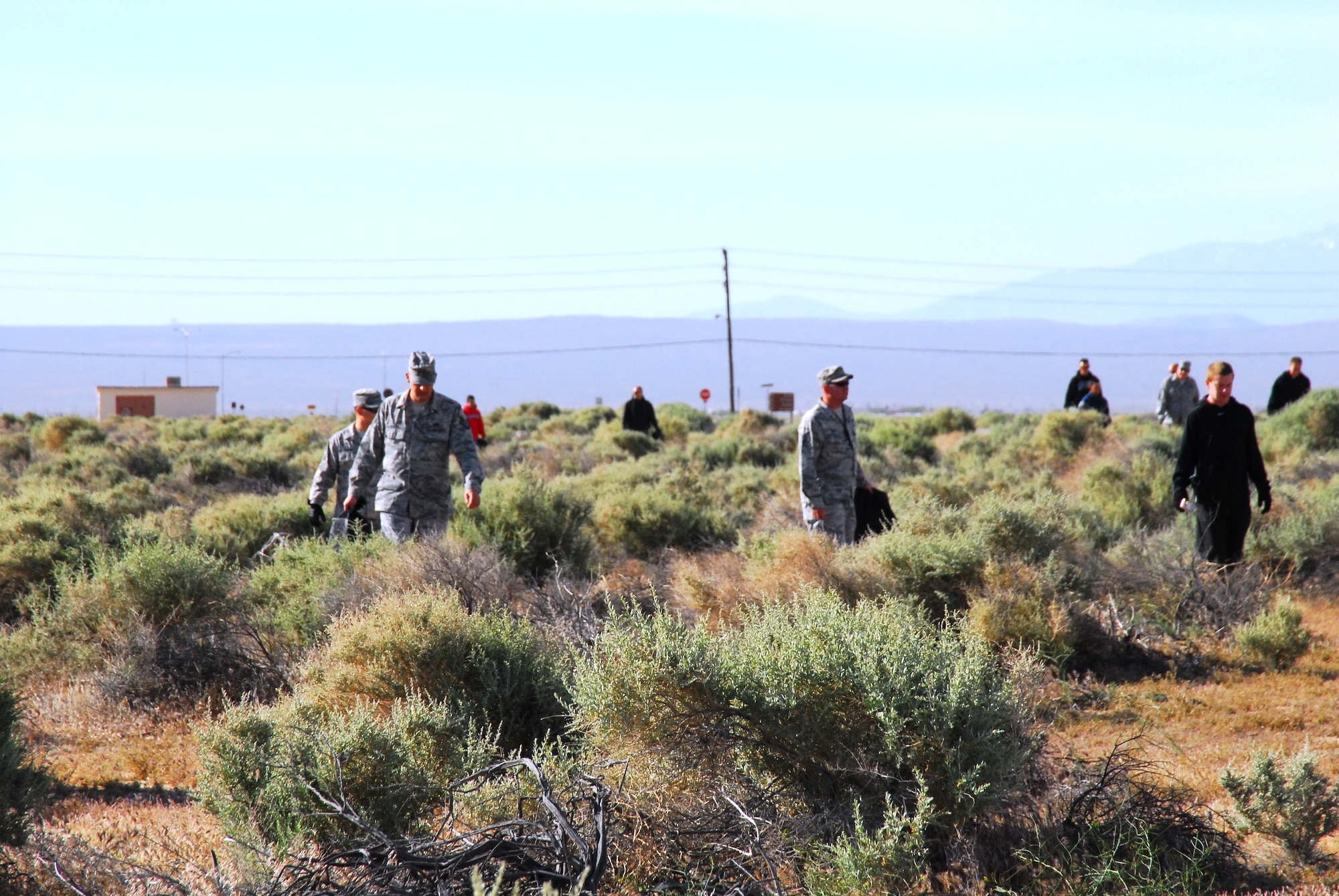 Thirty-five Airmen from the 31st Test and Evaluation Squadron participated in a May 24 clean-up of their Adopt-a-Lot located in the triangle just east of the Air Force Flight Test Center Museum. It is surrounded by Rosamond, Lancaster and Fitz-Gerald blvds.  (Official Air Force photograph by Stephen K. Robinson)