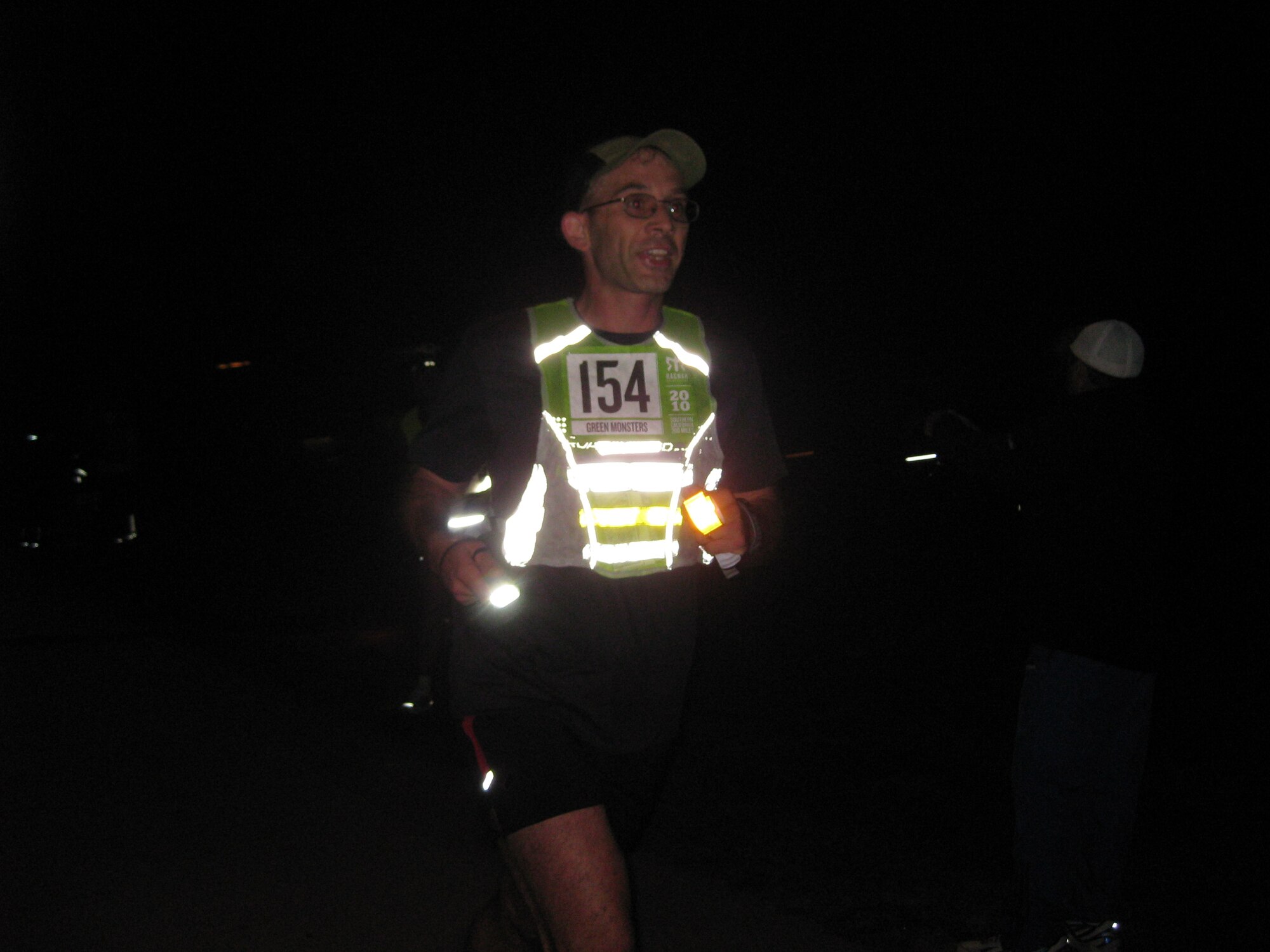 Lt .Col. Shawn Brennan glows in the dark. Teams from GPWS ran a 200 mile relay from Ventura to Dana Point, Calif., April 14. (Photo courtsey of GPSW)