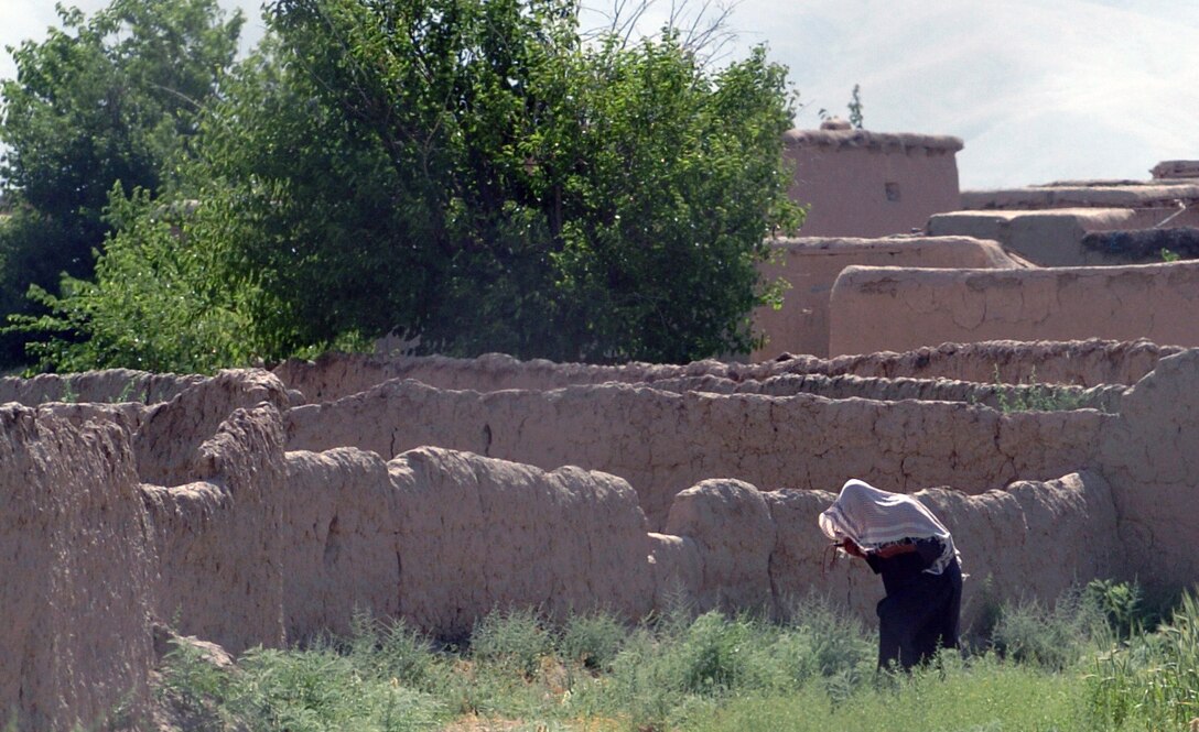 A farmer stoops in a field outside his Eastern Afghanistan village. By providing food, shelter, education and a future to generations of Afghans, the coalition can remove hunger and oppression and feed the future generations of Afghan people.  (U.S. Air Force photo/Tech. Sgt. Kevin Wallace) 