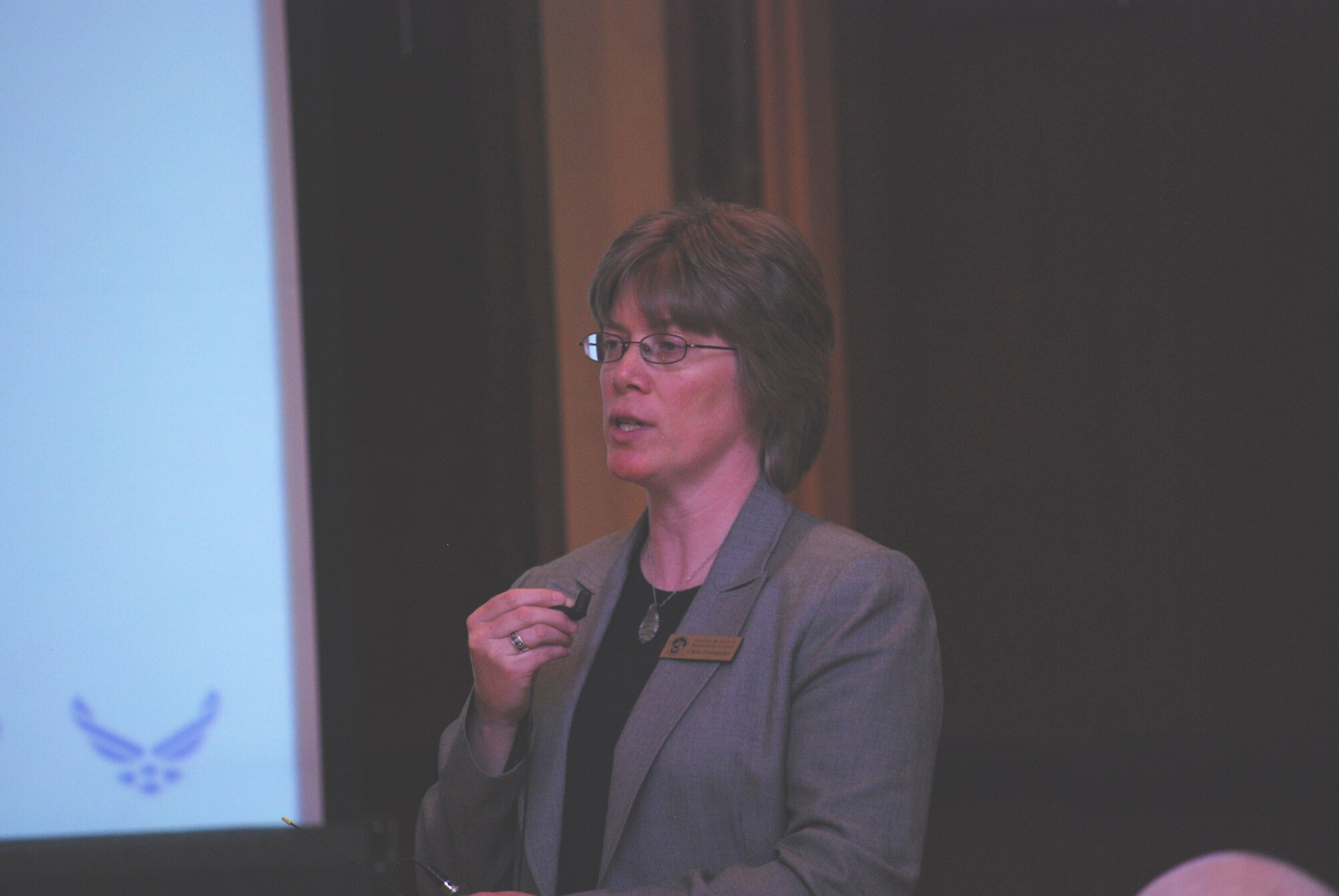 Master Sgt. Chris Fornander, 302nd Airlift Wing Airman and Family Readiness Center office manager, briefs Air Force personnel on programs available to them before, during and after deploying April 24 during a Colorado National Guard Yellow Ribbon Reintegration Program post-deployment event in Vail, Colo. YRRP was established in 2007 to assist Guard and Reserve members as they return to their daily lives after being deployed to a combat zone. Members and families who have or will deploy are welcome and encouraged to participate in future YRRP events. The 302nd AW's Airman and Family Readiness Center can provide additional information on future programs. (U.S. Air Force photo/Capt. Jody Ritchie)