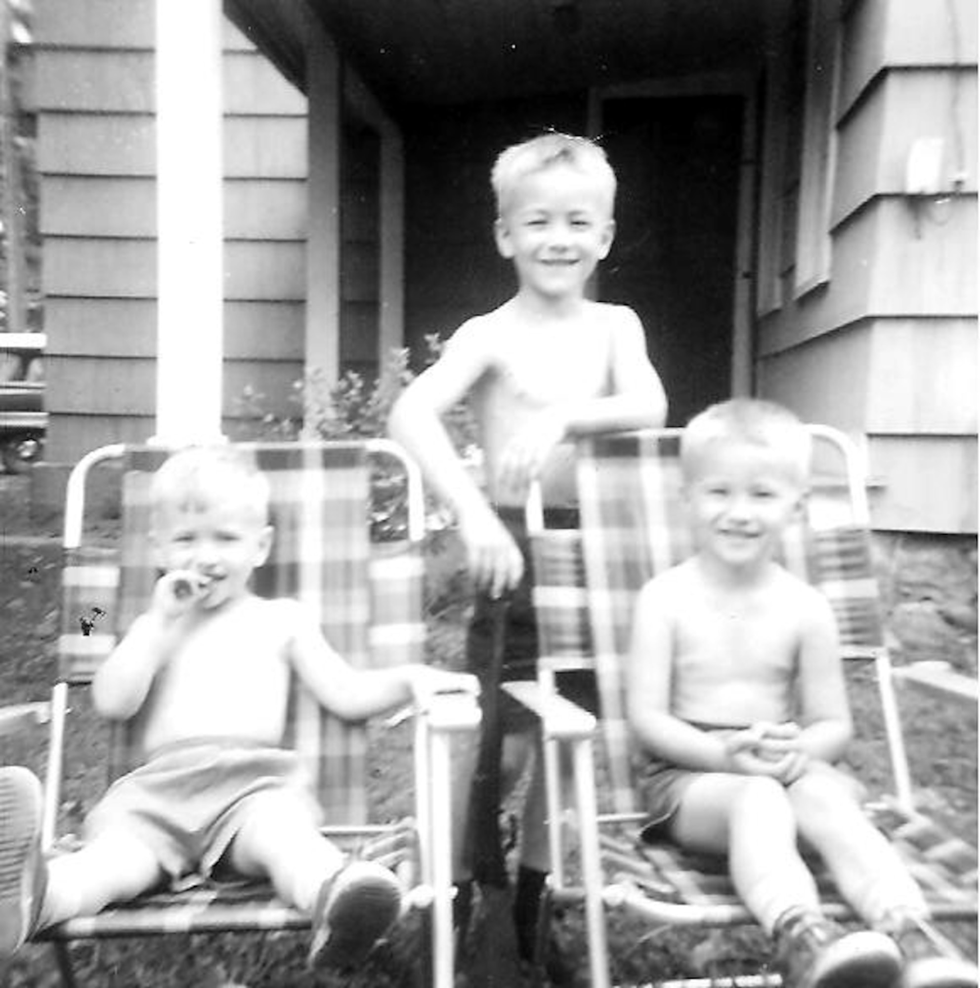 L-R:  Gary, Eric and Scott Crabtree relax in their Cassadaga, N.Y. yard during the summer of 1959.  Maj. Gen. Eric Crabtree is now commander, Headquarters Fourth Air Force, March Air Reserve Base, Calif.  (Courtesy photo)