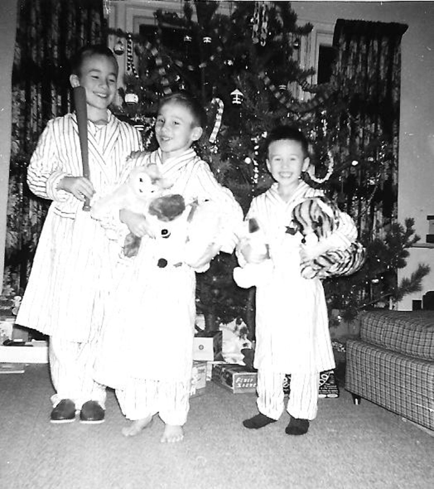L-R:  Eric, Gary and Scott Crabtree on Chirstmas morning 1962.  Maj. Gen. Eric Crabtree is now commander, Headquarters Fourth Air Force, March Air Reserve Base, Calif.  (Courtesy photo)