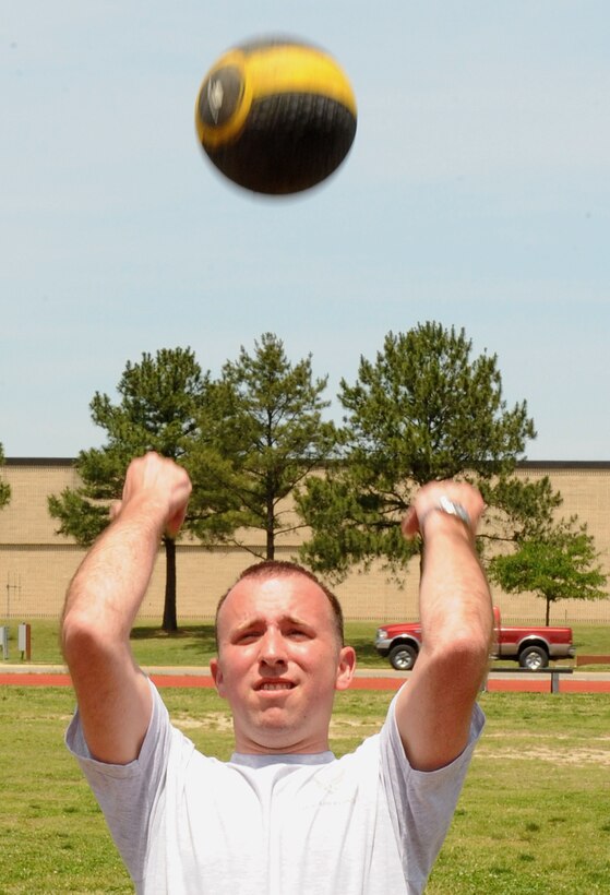 LANGLEY AIR FORCE BASE, Va. -- Staff Sgt. Carl Jewell, 633d Force Support Squadron formal training noncommissioned officer in charge, participates in a prism sports obstacle course May 21.  Prism Sports is a high intensity workout designed to develop an athlete’s power, movement biomechanics, and strength while also reducing the likelihood of non-contact injury by teaching correct exercise technique, increasing lean body mass, gaining strength and flexibility, correcting postural deviations, and developing the body’s metabolic energy system.  (U.S. Air Force Photo/Staff Sgt. Christina M. Styer)