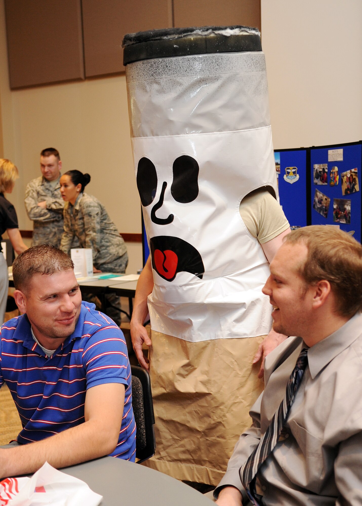 BUCKLEY AIR FORCE BASE, Colo. -- An anti-smoking mascot made an appearance at the Save-a-Life Tour and Wingman Day May 20. ( U.S. Air Force Photo by Airman 1st Class Marcy Glass )
