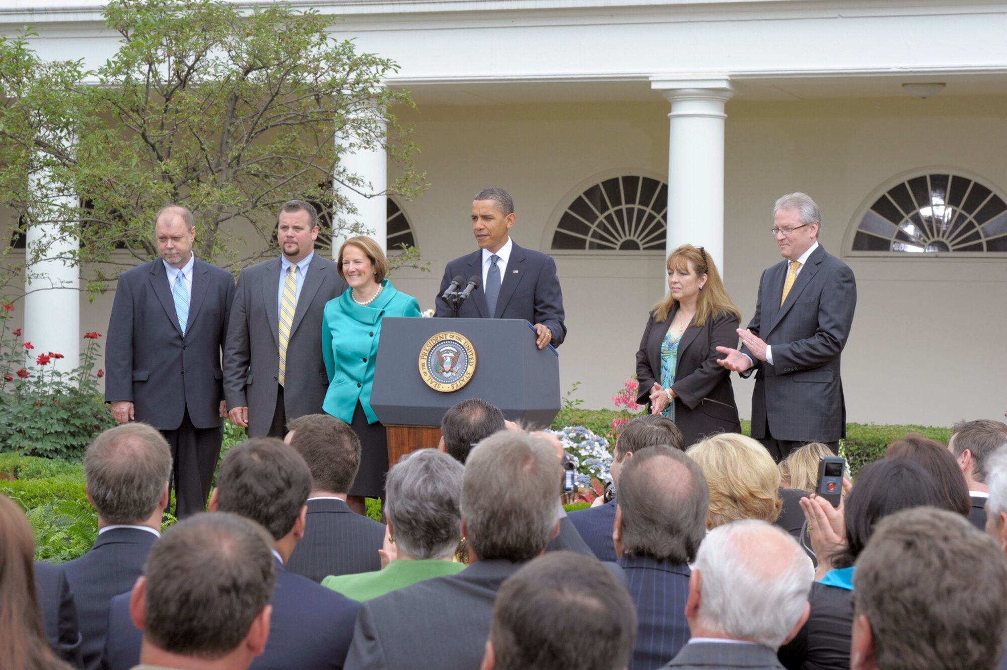 President Barack Obama addresses a crowd at the 2010 Small Business Association National Small Business Week event May 25, 2010, in Washington D.C. (U.S. Air Force photo/Cable Risdon Photography)