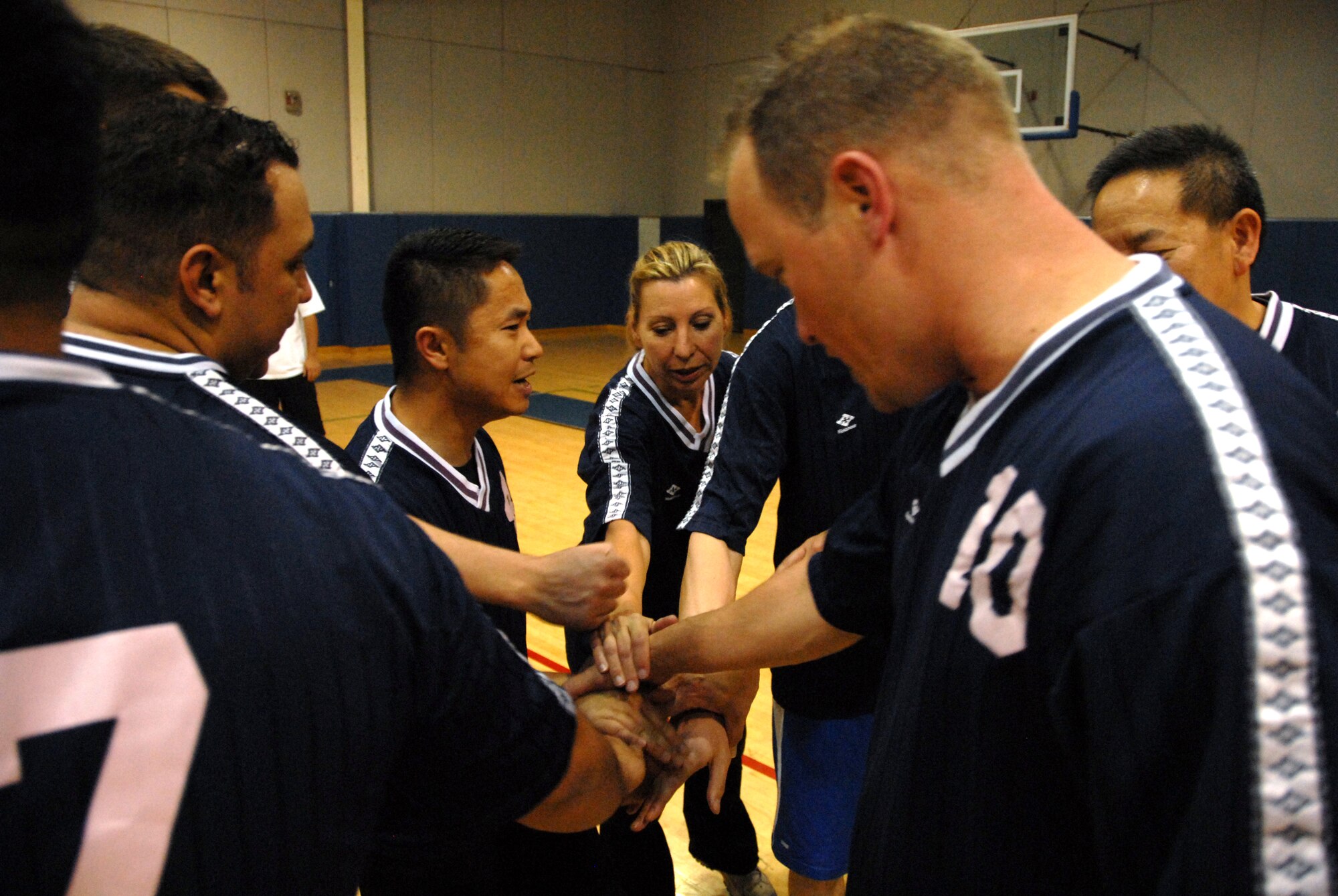 163rd RW. The members of Fourth Air Force/Air Marine Operations Center team were the victors in the championship volleyball game against the 163rd Reconnaissance Wing team. The league, which began Feb. 23, had 102 players on six teams, which is a two-team increase from the previous three years. Team practices were held based on team members’ availability, with games on Tuesdays and Thursdays at 5:30 p.m. and 6:15 p.m. The 4 AF/AMOC team also earned a trophy for having the best standings in the league at the end of the season. (U.S. Air Force photo by Staff Sgt Paul Duquette)