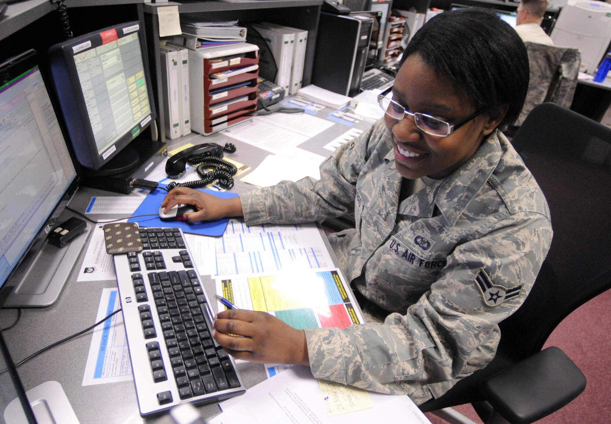 SPANGDAHLEM AIR BASE, Germany -- Airman 1st Class Charelshe L. Enosaran, 52nd Fighter Wing command post, is the 52nd FW Top Saber Performer for the week of May 28-June 3. (U.S. Air Force photo/Senior Airman Nathanael Callon)
