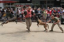 U.S. Marines with Special Marine Ground Task Force demonstrated the Marine Corps Martial Arts Program as well as displayed weaponry in support of Fleet Week New York City 2010.  More than 3,000 Marines, Sailors and Coast Guardsmen will be in the area participating in community outreach events and equipment demonstrations. This is the 26th year New York City has hosted the sea services for Fleet Week.