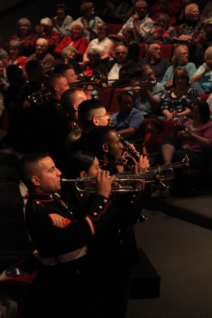 Twenty-one members of the Combat Center Band perform for the residents of Reedsport, Ore., May 30 during a concert showcasing a variety of music for the small town of roughly 4,000 people.