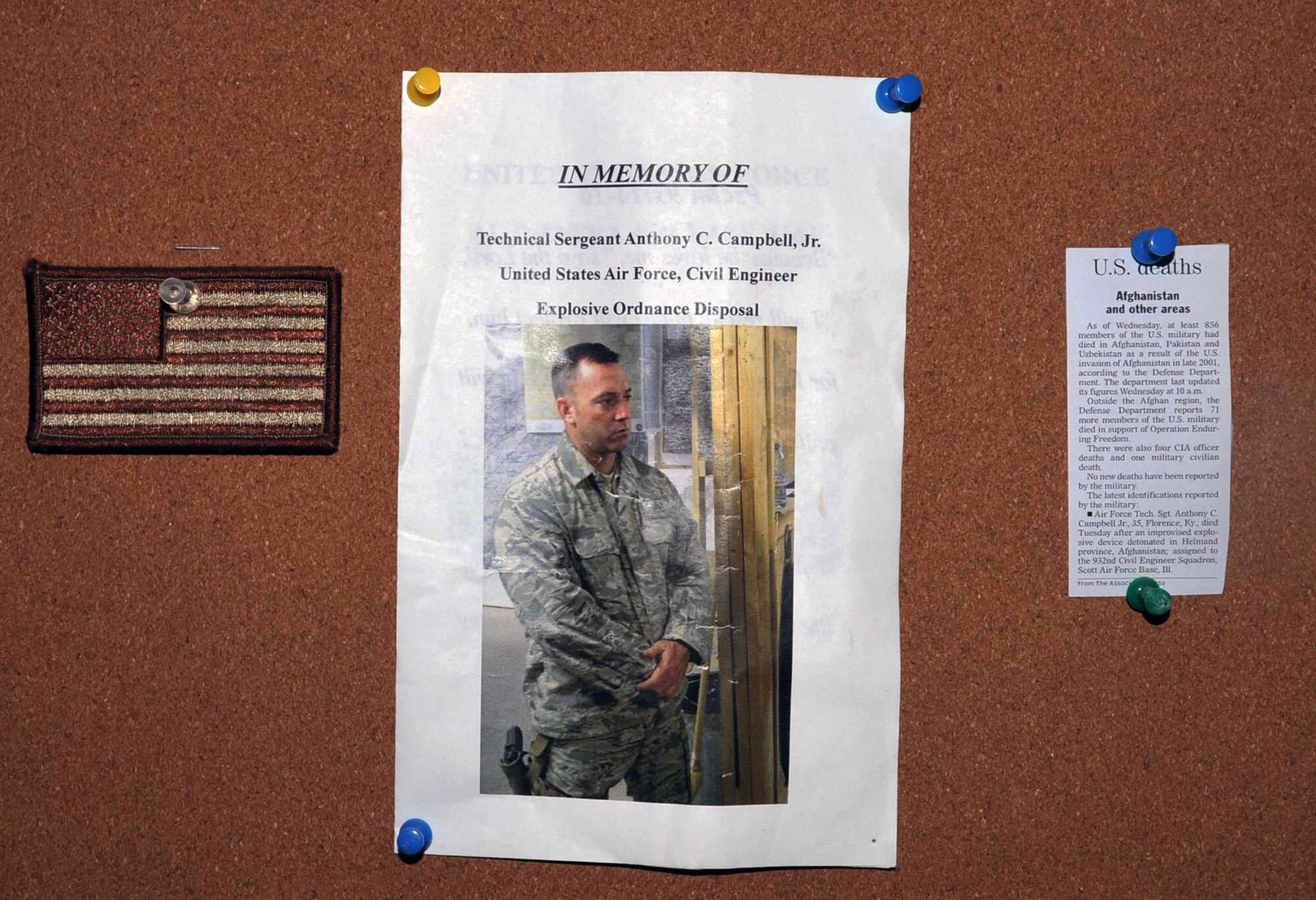This is a posting to a bulletin board in a building for the 380th Air Expeditionary Wing at a non-disclosed base in Southwest Asia as shown on May 30, 2010.  (U.S. Air Force Photo/Master Sgt. Scott T. Sturkol/Released)  