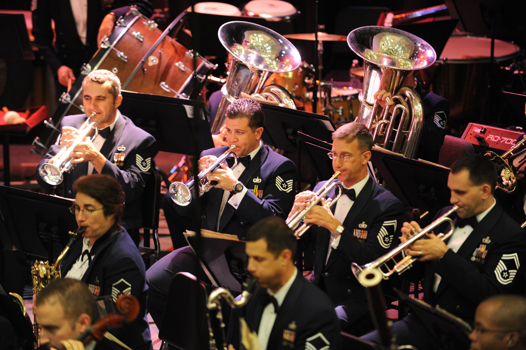OYSTER BAY, N.Y. -- The U.S. Air Force Band performs Oct. 7 at the Oyster Bay High School Gym, Oyster Bay, N.Y. The performance was the 2nd in the Band’s three-week 2010 Fall Tour. (U.S. Air Force photo by Senior Airman Christopher Ruano) 