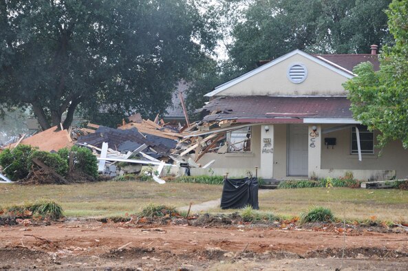Row housing near Maxwell Elementary School is being demolished. The area should be cleared and made into green space by early next year, officials say. (Air Force photo/Bennett Rock)