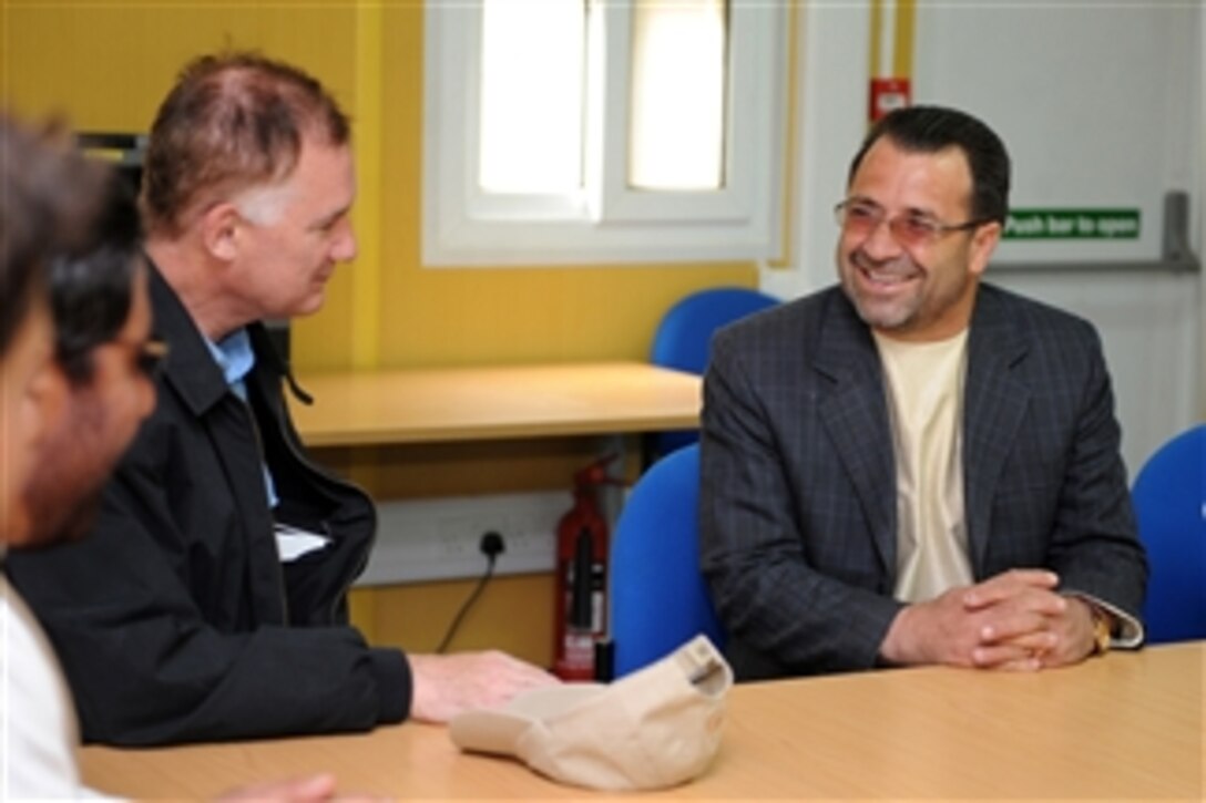 Deputy Secretary of Defense William J. Lynn III meets with Governor Ghulab Mangal in Lashkar Gah, Afghanistan, on Oct. 28, 2010.  