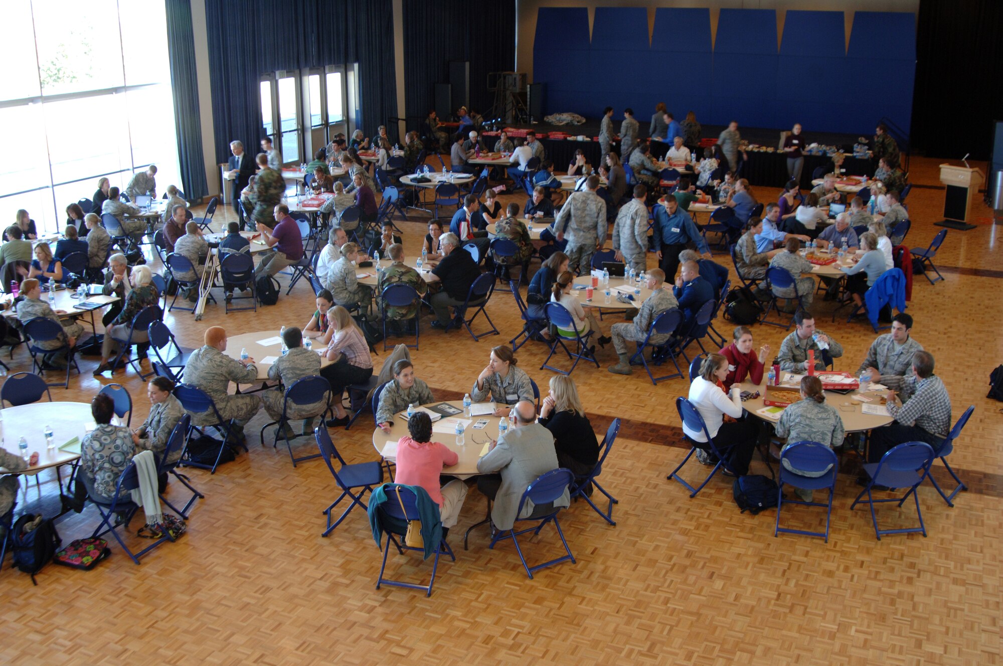 Cadets and representatives from local nonprofit agencies brainstorm in Arnold Hall Oct. 20, 2010. The event focused on helping nonprofits reach out to new audiences and streamline how they do business. (U.S. Air Force photo/Staff Sgt. Raymond Hoy)