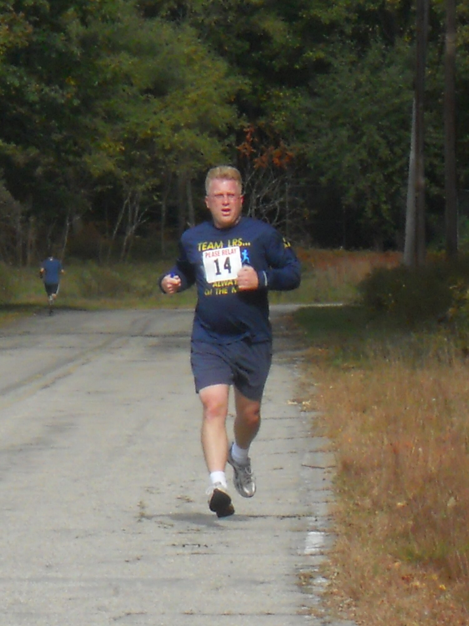 Tech. Sgt. Mark Rasmussen competes for the 157th Logistics Readiness Squadron during the 2nd Annual Pease Relay Race Oct. 17. (Photo: Chief Master Sgt. VInce Sherman)