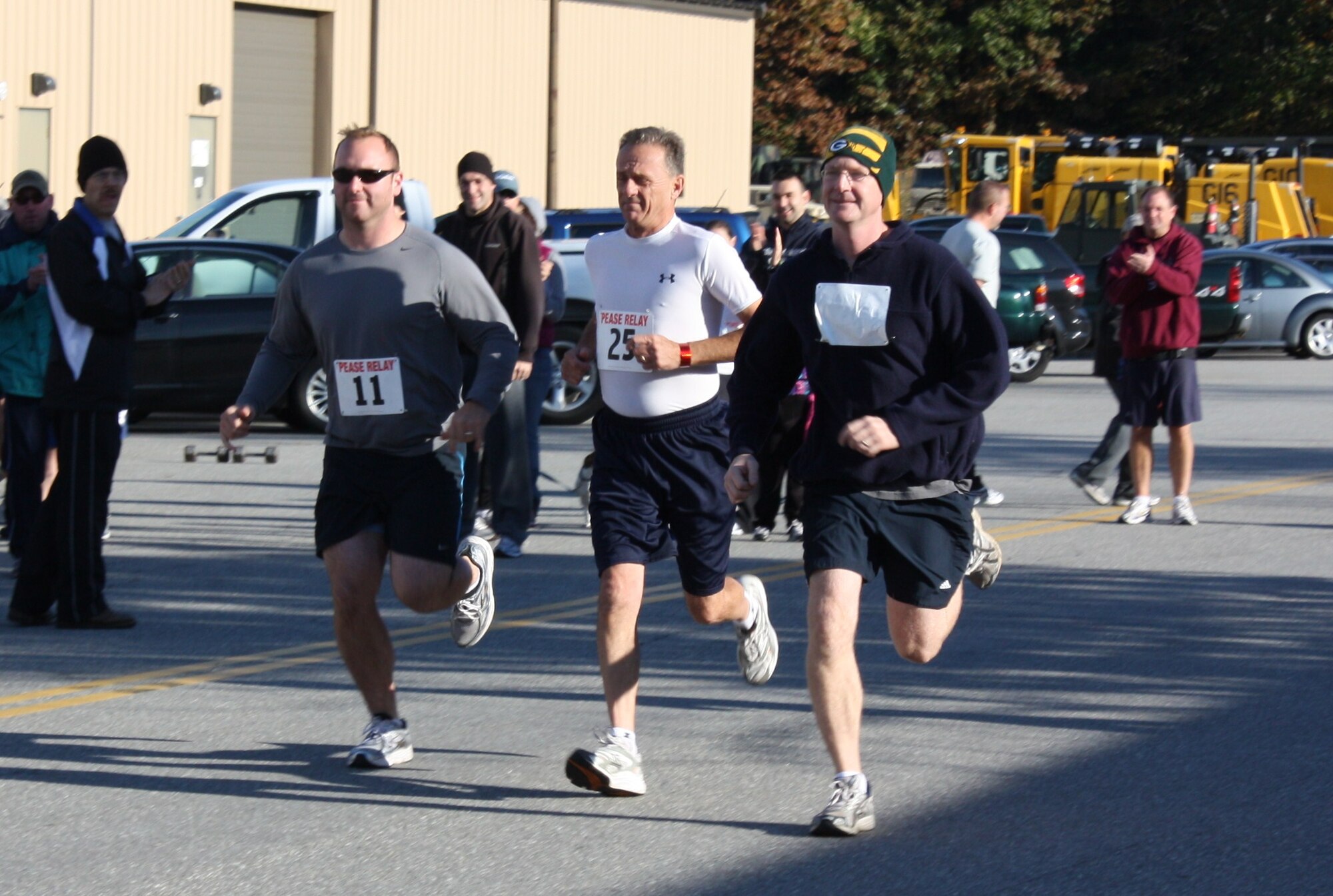 Runners of the first leg of the 2nd Annual Pease Relay Race take off on their 3.5 mile trek to the Great Bay National Wildlife Refuge in Newington Oct. 17. (Photo: Chief Master Sgt. VInce Sherman) 
