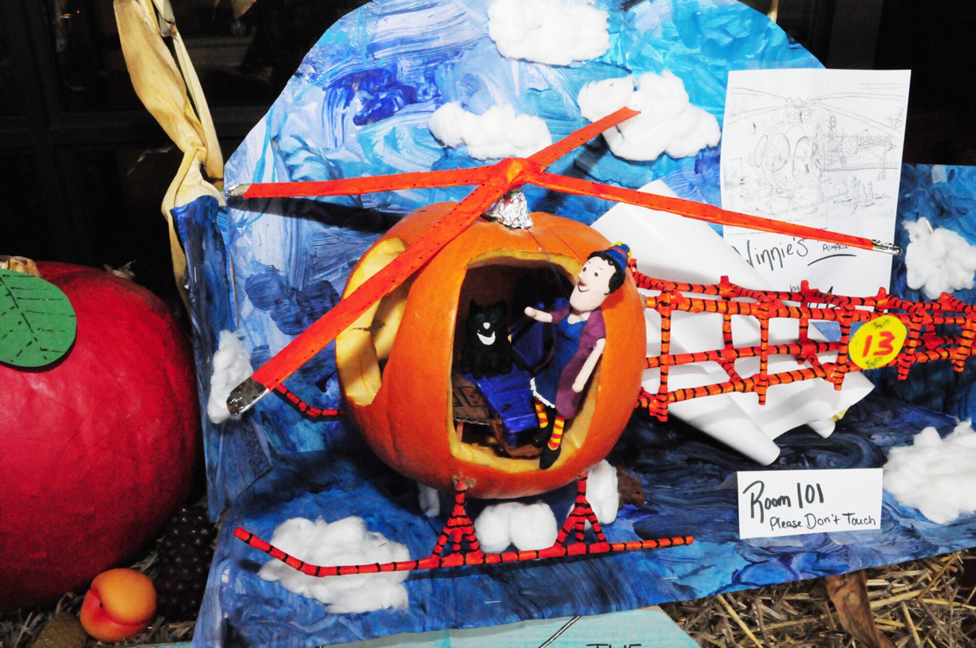 RAF MILDENHALL, England -- Each class was given pumpkins to decorate at the child development center Fall Festival Oct. 29, 2010, and all came up with very creative ideas. This was the first joint partnership event between the CDC and the parent advisory committee. The PAC provided pumpkins for each class to decorate, along with smaller pumpkins for two pumpkin patches. Every child was given a free pumpkin and treat bag, filled with goodies from both the PAC and the CDC. (U.S. Air Force photo/Karen Abeyasekere)