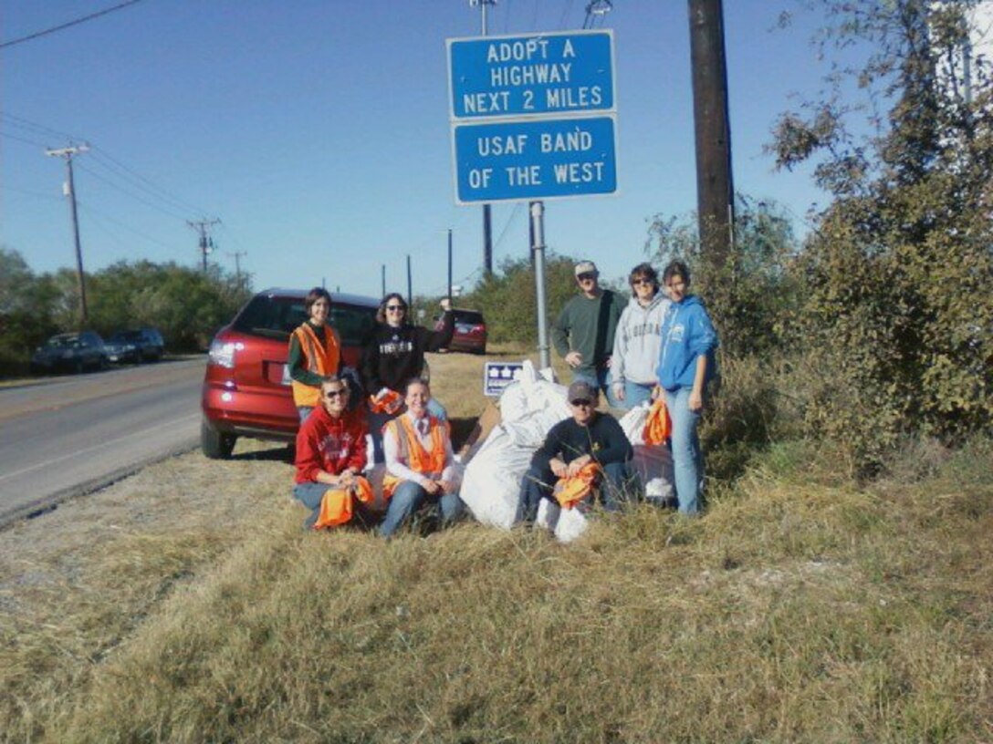Members of the Band of the West participated in a highway cleanup on October 30, 2010.  Together, they removed 23 bags of trash from a two mile stretch of Potranco road in San Antonio.