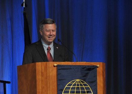 Nebraska Governor Dave Heineman gives his opening remarks at the 2010 USSTRATCOM Space Symposium, held Nov 2-3 at the Qwest Center, Omaha Neb. "Conducting Military Space Operations &ndash; Advancing from Today to Tomorrow" is the theme for the 2010 USSTRATCOM Space Symposium. This annual symposium offers space and defense professionals an unparalleled opportunity for education, interactive discussion and exposure to the latest space operations technologies to government officials, military leaders, top industry executives, exhibitors, educators and students.