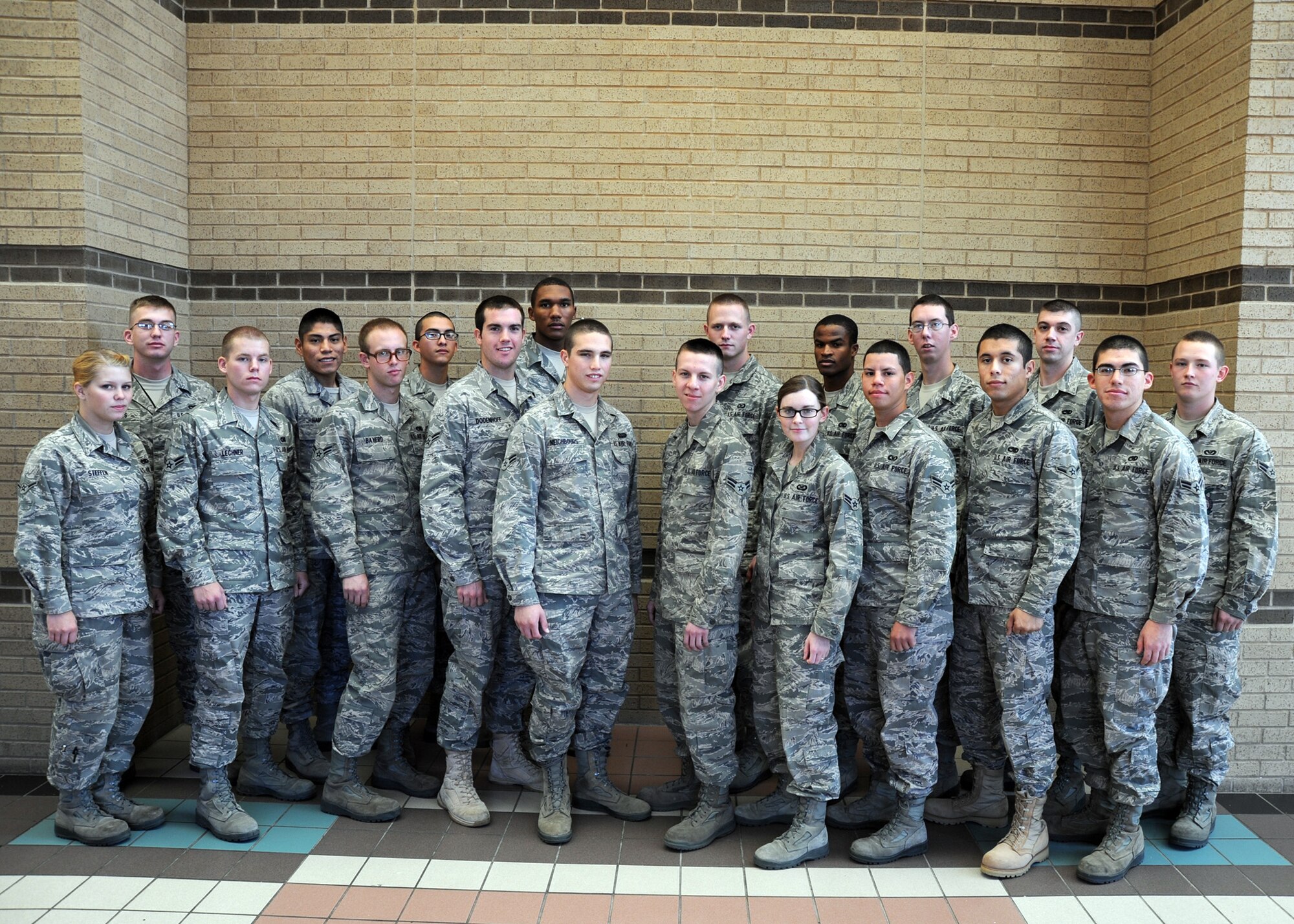 Congratulations to Team McConnell’s newest First Term Airman’s Center graduates who graduated Nov.  5, 2010, McConnell Air Force Base, Kan. Front row:  Airman Brekka Steffen, Airmen 1st Class Brandon Lechner, Samuel Bayerd, John Dodenhoff, Joshua Neighbours, William Wall, Katrina Brisbin, Paul Frey, Airman Juan Silva and Airman 1st Class Matthew Mayces.  Back row: Airmen 1st Class Kyle Stokes, Anthony Harris, Thomas Maldonado, Jarryc Phillips, Trevallon Penney, Ronald Ross, Andrew Byron, Kristopher Valentine and Dustin Wilkinson.  (U.S. Air Force photo/Staff Sgt. Dallas Edwards)
