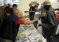 Members from the Charleston Elks Lodge 242 pass out hygiene products to homeless veterans and civilians at the 11th annual Stand Down Against Homelessness Oct. 29, 2010, at the North Charleston Armory Park, S.C. The Benevolent and Protective Order of Elks or Elks Lodge, is an American fraternal order and social club founded in 1868. It is one of the leading fraternal orders in the U.S., claiming nearly one million members.
