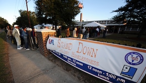 Homeless people, both veterans and civilians line up to begin the check in process to receive aid from local volunteers at the 11th annual Stand Down Against Homelessness Oct. 29, 2010, at the North Charleston Armory Park, S.C. More than 300 volunteers from the local community and members of the local military volunteered their time. (U.S. Air Force photo/Senior Airman Timothy Taylor)



