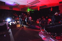 MINOT AIR FORCE BASE, N.D. -- Volunteer monsters and ghouls terrorize adults and children alike in the 5th Force Support Squadron haunted house inside the Minot Outdoor Recreation facility here Oct. 29. Events like these keep Airmen and family morale and spirits high as cold and snow become a mainstay for Team Minot. (U.S. Air Force photo by Master Sgt. Michael Gaddis)