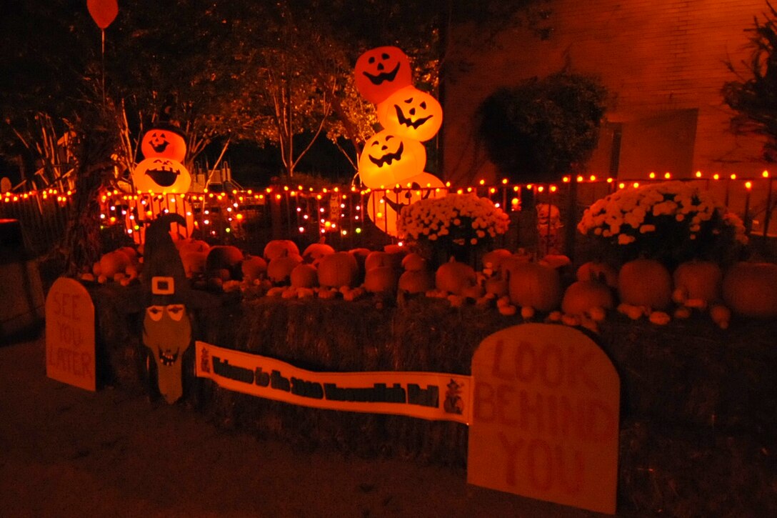 ANDREWS AIR FORCE BASE, Md. -– Spooky curb appeal was the order of the night, as the Andrews Youth Center set the mood with a scary yet festive backdrop for their annual Neewollah Ball Oct. 30. (U.S. Air Force photo/Bobby Jones)

