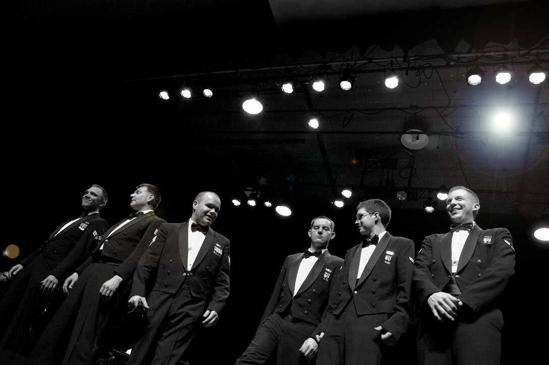 Members of The Noteables jazz ensemble after a performance at The Memorial Auditorium in Worthington, MN.