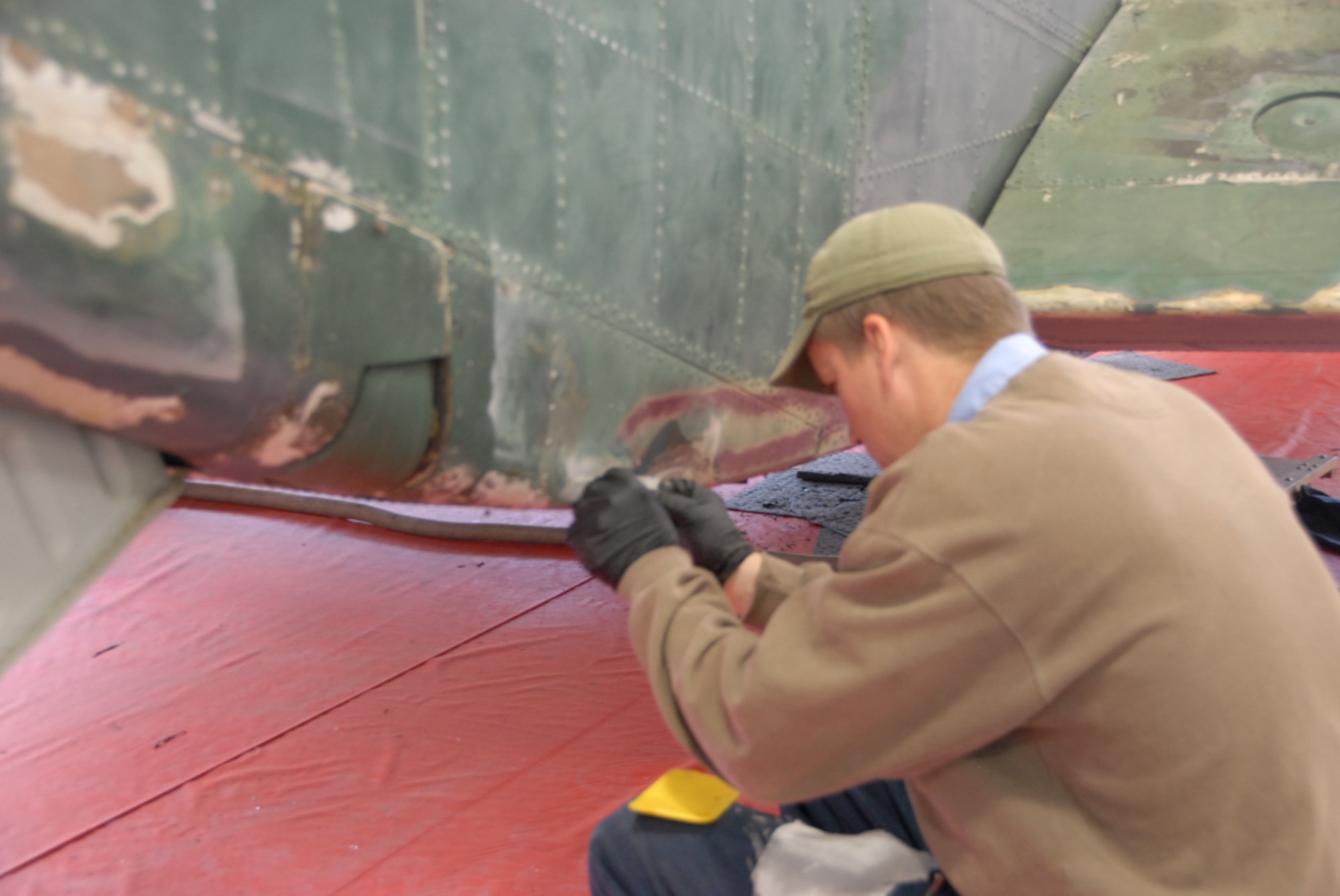 DAYTON, Ohio - Historic HH-3 "Jolly Green" undergoing restoration work at the National Museum of the U.S. Air Force. (U.S. Air Force Photo)