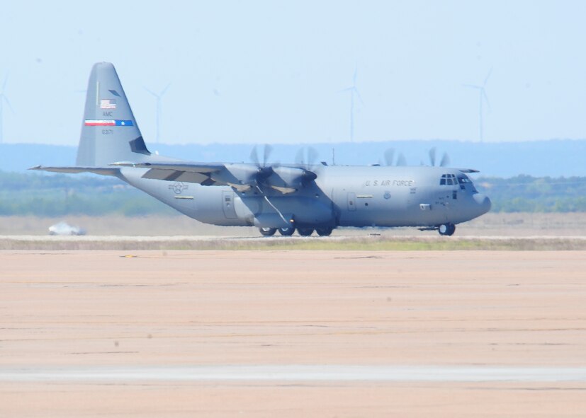 DYESS AIR FORCE BASE, Texas – A C-130 J model aircraft taxis down the runway here, Nov. 2. “Whether we’re bringing aid to flood victims in Pakistan, supporting our nation’s homeland defense, or air dropping critical supplies to forward units in Afghanistan, we will put this aircraft and the 26 others that follow to the test,” said Col. Dan Dagher, 317 AG commander. “Today marks the day where the capability of the 317 AG, Air Mobility Command and the Air Force has significantly increased, and starts another 49 years of C-130 presence in Abilene.” 