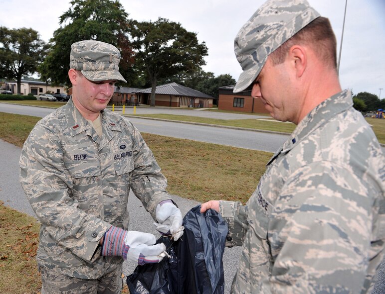 Members of the 78th Force Support Squadron make their contribution to the  clean up. U.S. Air Force photo by Tommie Horton