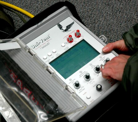 JOINT BASE LEWIS-MCCHORD, Wash. - A medical ventilator is one of the vital equipment Tech. Sgt. Jill Peterson, 446th AES flight medic, uses and needs to be trained on, to administer proper care to her patients while on board the C-17 Globemaster III aircraft. Consistent training and being "mission ready" are just two component that earned the 446th AES the Outstanding Aeromedical Evacuation Squadron Award by the Air Force Reserve Command, in September 2010. (U.S. Air Force Photo/Staff Sgt. Javier Cruz)