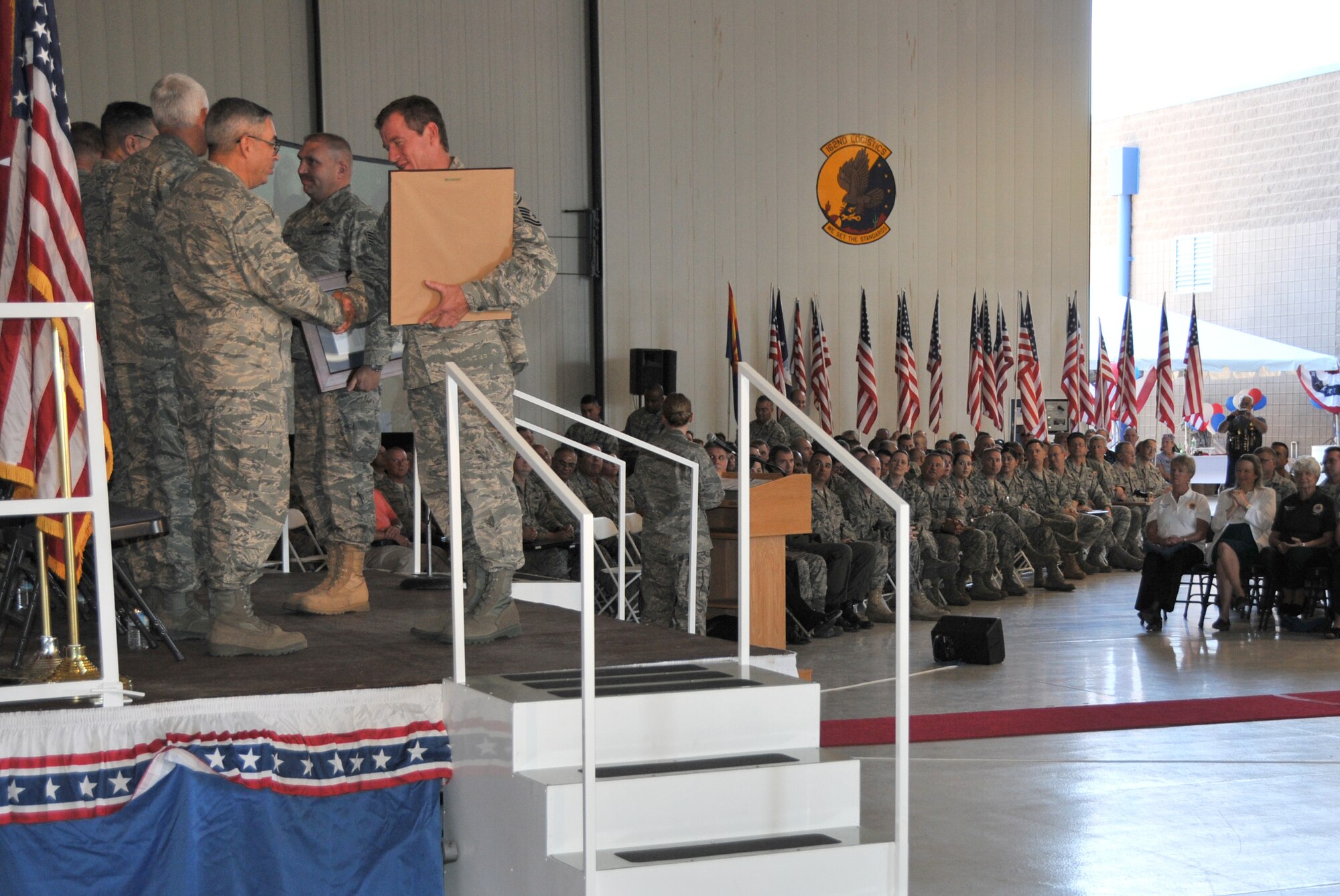 The 162nd Fighter Wing honors members who deployed after Sept. 11, 2001, during a Hometown Heroes Salute ceremony at the Arizona Air National Guard base at Tucson International Airport. (U.S. Air Force photo/Master Sgt. Dave Neve)