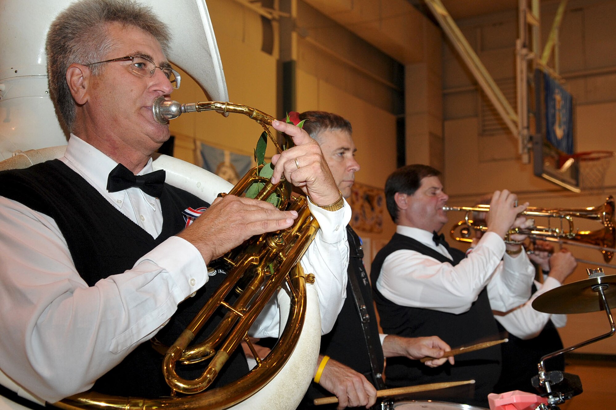 CHESAPEAKE, Va. -- The Royal Atlantic Ceremonial Band, based out of Norfolk, plays the songs of the different military branches during the Veteran's Day ceremony Nov. 4. The Niners Citizen's Club hosted the event at the South Norfolk Community Recreation Center to honor all active-duty and retired military.(U.S. Air Force photo/Staff Sgt. Ashley Hawkins)(RELEASED)