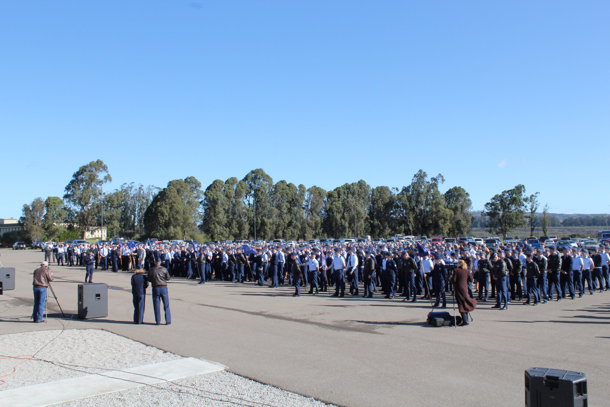 VANDENBERG AIR FORCE BASE, Calif. – Team V gathered at the parade grounds here to signify the ending of the base’s recent operational readiness inspection and unit compliance inspection on Monday, Nov. 8, 2010. (U.S. Air Force photo/1st Lt. Ann Blodzinski)