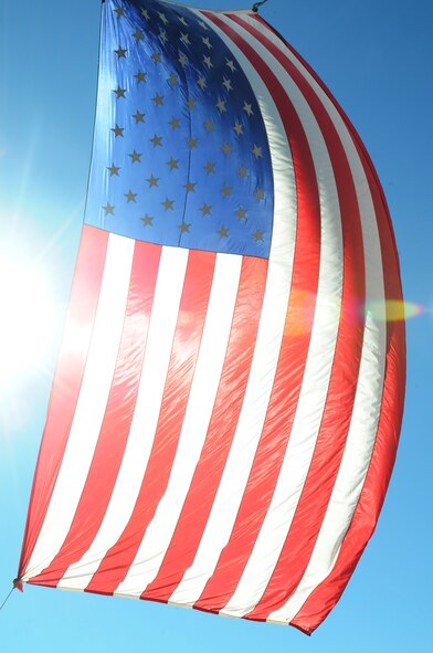 An American flag was flown during the Vets for Vets event in Shreveport, La., Nov. 6. The bike rally raised approximately $15,000 with all proceeds going to the voluntary services at the Overton Brooks Veterans Affairs Medical Center. (U.S. Air Force photo/Senior Airman Alexandra M. Boutte) (RELEASED)