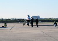 The Air Force Thunderbirds prepare for takeoff Nov. 7. Flying block 52-C F-16s, the demonstration team represents the pride, precision and professionalism of the nearly 700,000 active duty, Air National Guard, Air Force Reserve and civilian Airmen serving around the world. (U.S. Air Force photo/Alan Boedeker) 
