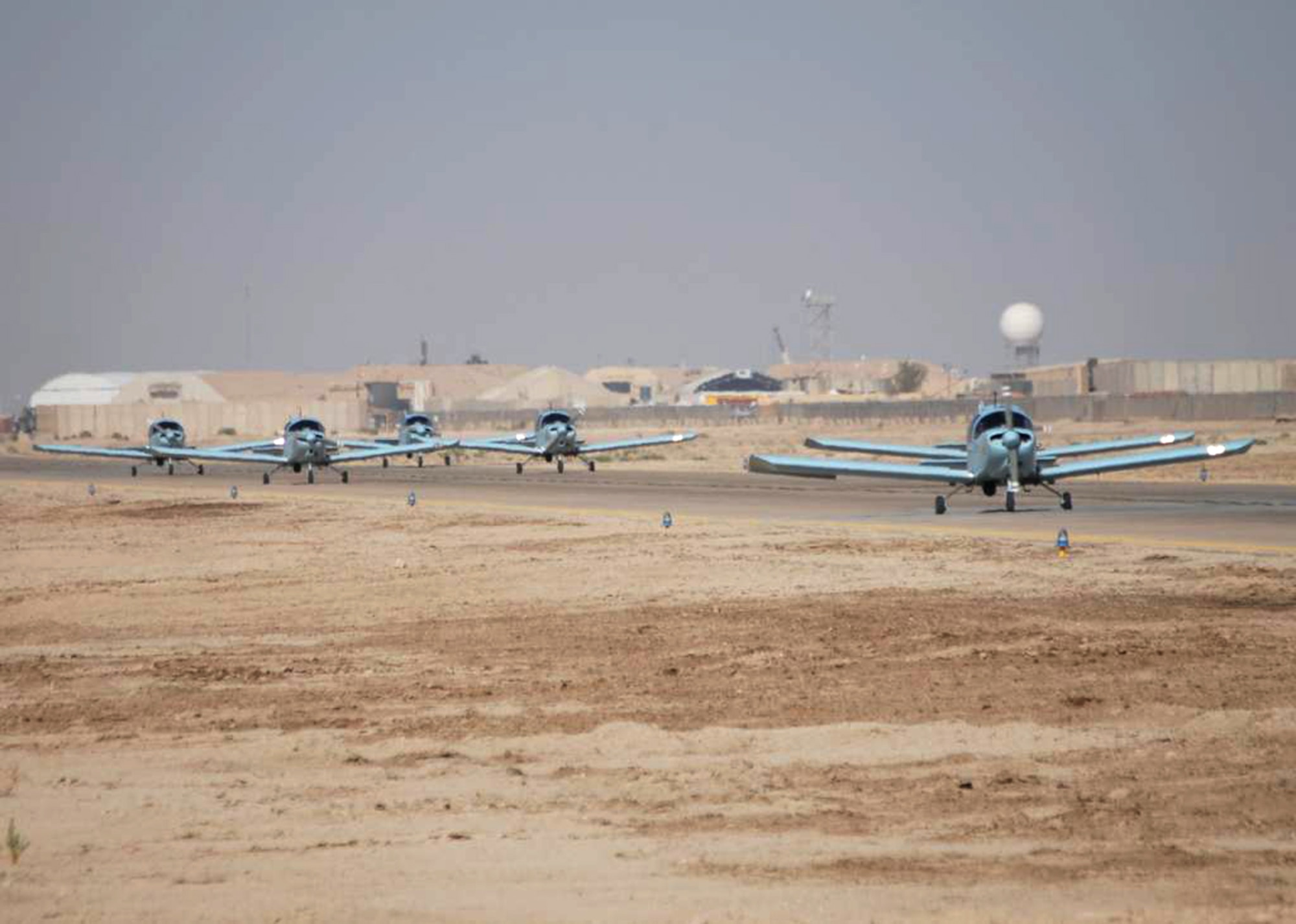 Iraqi air force CH-2000s arrive Oct. 17, 2010, at Ali Air Base, Iraq, after being transferred from Basrah Air Base by the Iraqi Ministry of Defense. (U.S. Air Force photo/Staff Sgt. Eric Donner) 
