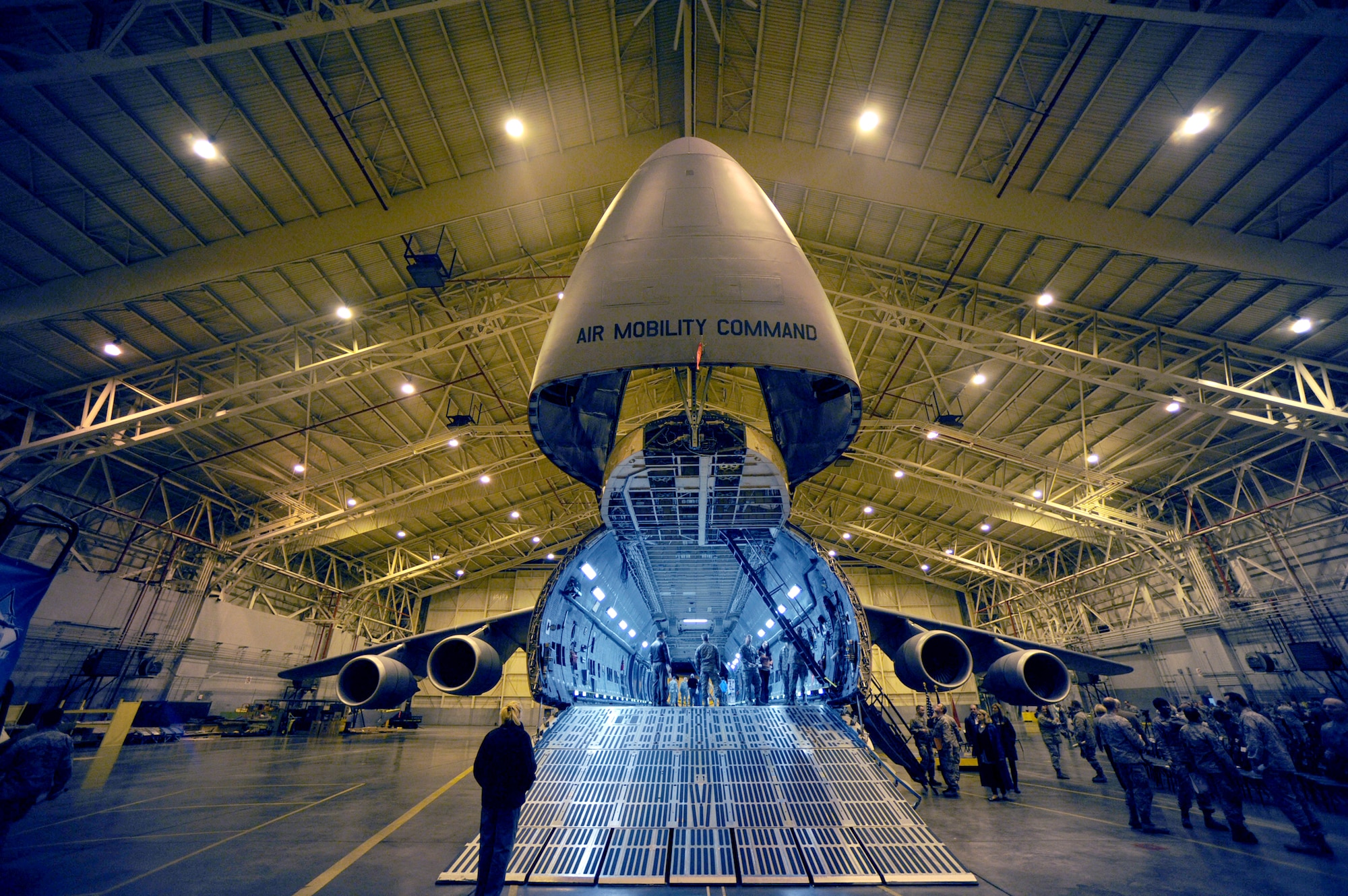 Members from the 105th Maintenance Squadron at Stewart Air National Guard Base, N.Y., tour and receive briefings on capabilities of this reconditioned C-5M Super Galaxy Nov. 5, 2010. A ceremony was held to mark the completion of reconditioning on the Super Galaxy prior to its delivery to Dover Air Force Base, Del.  (U.S. Air Force photo/Tech. Sgt. DeNoris A. Mickle)
